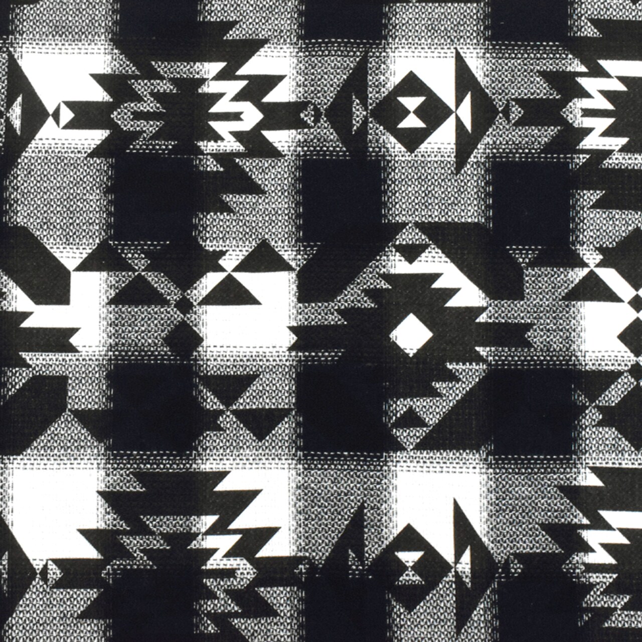 Black-White-Blue Tribal Printed Cotton Check Dobby Woven Fabric By the Yard